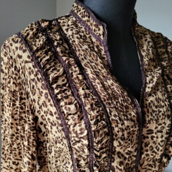 Retro Agora Animal Print Blouse Sz M - Picture 5 of 11